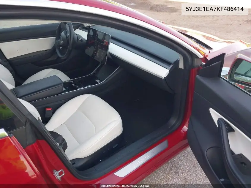 2019 Tesla Model 3 VIN: 5YJ3E1EA7KF486414 Lot: 42602624