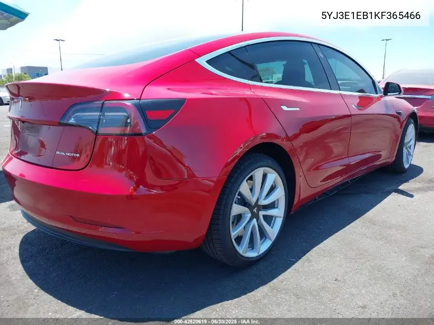 2019 Tesla Model 3 Long Range/Performance VIN: 5YJ3E1EB1KF365466 Lot: 42620619