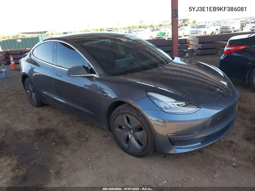 2019 Tesla Model 3 Long Range/Performance VIN: 5YJ3E1EB9KF386081 Lot: 42638094
