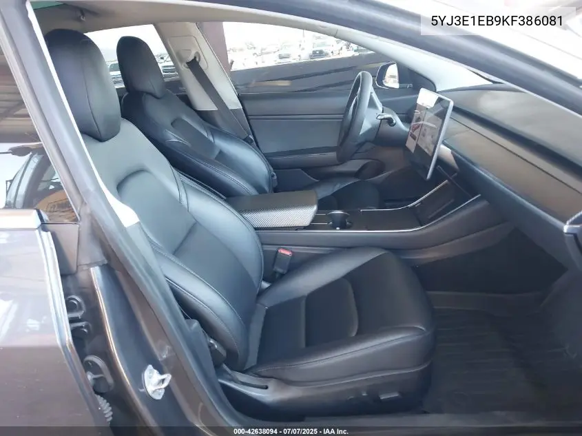 2019 Tesla Model 3 Long Range/Performance VIN: 5YJ3E1EB9KF386081 Lot: 42638094