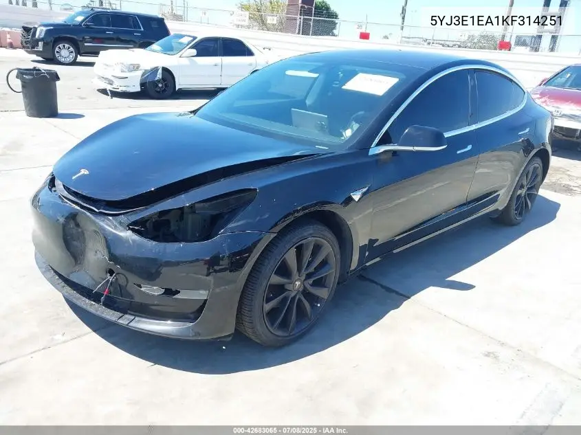 2019 Tesla Model 3 Long Range/Mid Range/Standard Range/Standard Range Plus VIN: 5YJ3E1EA1KF314251 Lot: 42683065