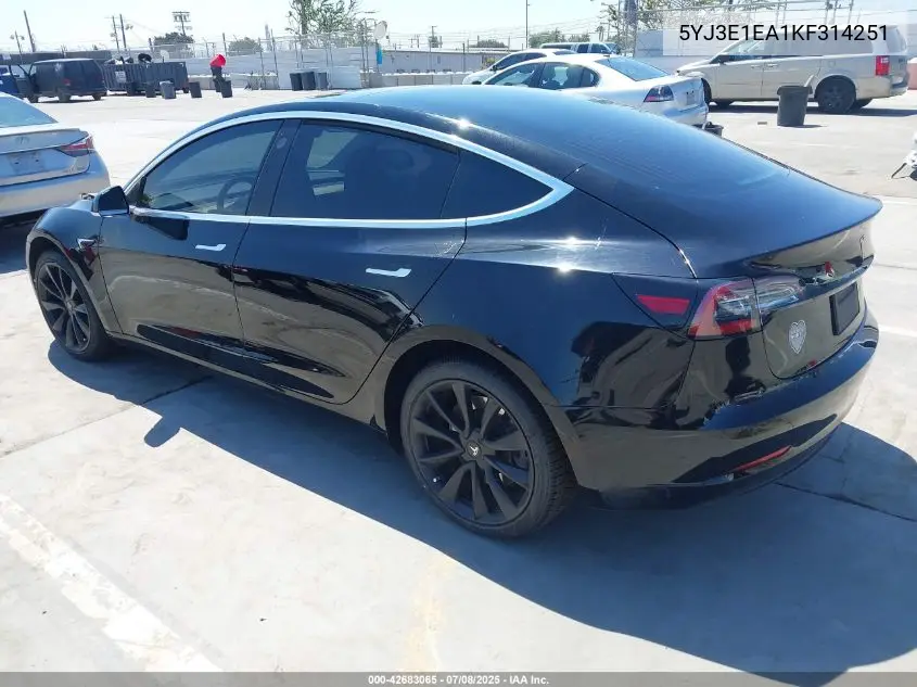 2019 Tesla Model 3 Long Range/Mid Range/Standard Range/Standard Range Plus VIN: 5YJ3E1EA1KF314251 Lot: 42683065