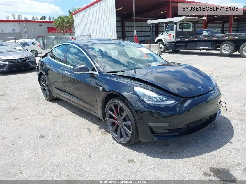 2020 Tesla Model 3 Performance Dual Motor All-Wheel Drive VIN: 5YJ3E1EC5LF713103 Lot: 42033230