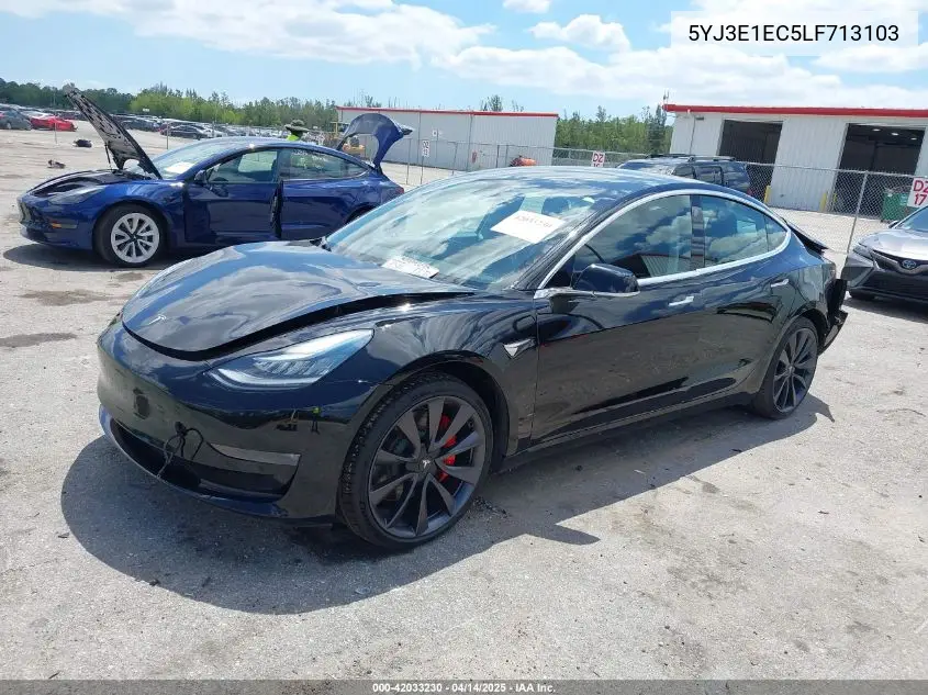 2020 Tesla Model 3 Performance Dual Motor All-Wheel Drive VIN: 5YJ3E1EC5LF713103 Lot: 42033230