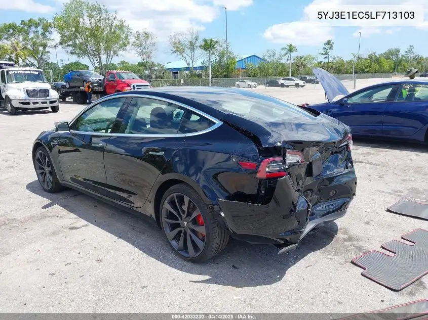 2020 Tesla Model 3 Performance Dual Motor All-Wheel Drive VIN: 5YJ3E1EC5LF713103 Lot: 42033230