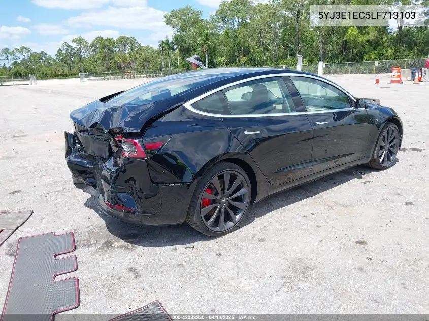 2020 Tesla Model 3 Performance Dual Motor All-Wheel Drive VIN: 5YJ3E1EC5LF713103 Lot: 42033230