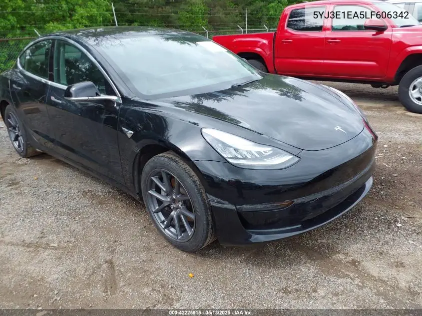 2020 Tesla Model 3 Standard Range Plus Rear-Wheel Drive/Standard Range Rear-Wheel Drive VIN: 5YJ3E1EA5LF606342 Lot: 42225815
