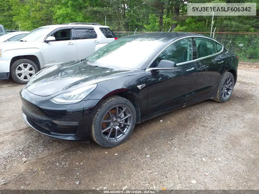 2020 Tesla Model 3 Standard Range Plus Rear-Wheel Drive/Standard Range Rear-Wheel Drive VIN: 5YJ3E1EA5LF606342 Lot: 42225815