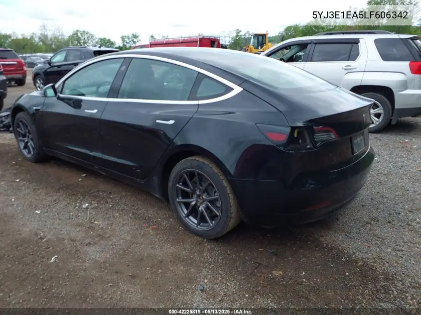 2020 Tesla Model 3 Standard Range Plus Rear-Wheel Drive/Standard Range Rear-Wheel Drive VIN: 5YJ3E1EA5LF606342 Lot: 42225815