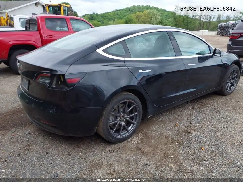 2020 Tesla Model 3 Standard Range Plus Rear-Wheel Drive/Standard Range Rear-Wheel Drive VIN: 5YJ3E1EA5LF606342 Lot: 42225815