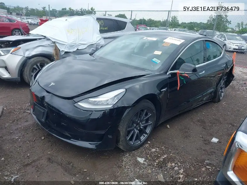 2020 Tesla Model 3 Standard Range Plus Rear-Wheel Drive/Standard Range Rear-Wheel Drive VIN: 5YJ3E1EA2LF736479 Lot: 42610406