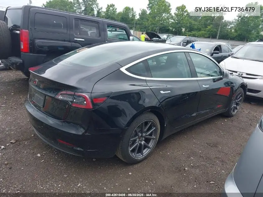 2020 Tesla Model 3 Standard Range Plus Rear-Wheel Drive/Standard Range Rear-Wheel Drive VIN: 5YJ3E1EA2LF736479 Lot: 42610406