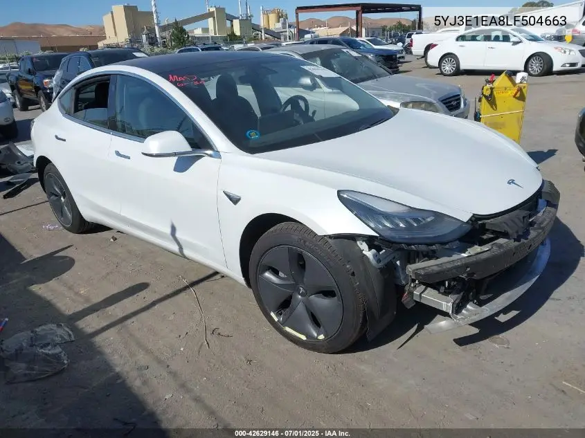 2020 Tesla Model 3 Standard Range Plus Rear-Wheel Drive/Standard Range Rear-Wheel Drive VIN: 5YJ3E1EA8LF504663 Lot: 42629146