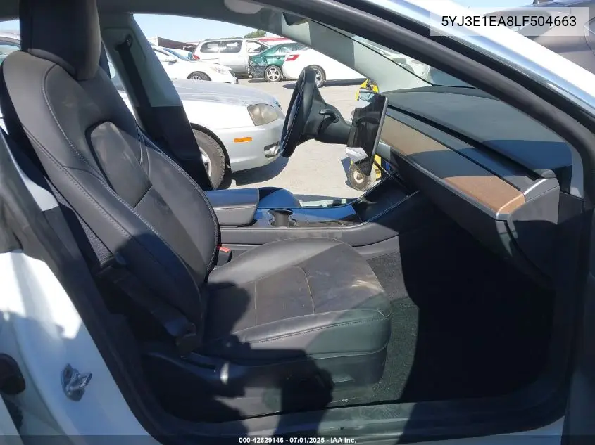 2020 Tesla Model 3 Standard Range Plus Rear-Wheel Drive/Standard Range Rear-Wheel Drive VIN: 5YJ3E1EA8LF504663 Lot: 42629146