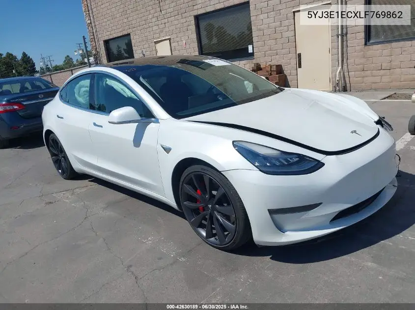 2020 Tesla Model 3 Performance Dual Motor All-Wheel Drive VIN: 5YJ3E1ECXLF769862 Lot: 42630189