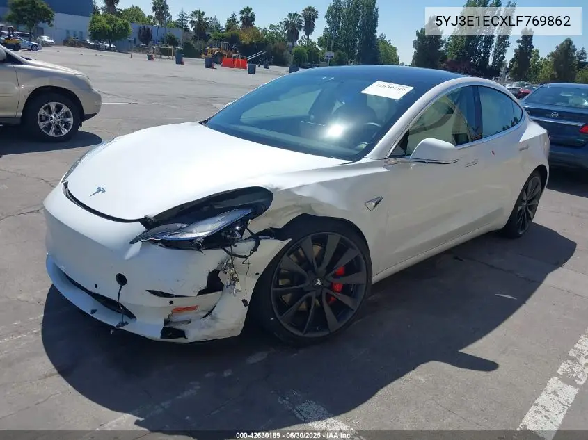 2020 Tesla Model 3 Performance Dual Motor All-Wheel Drive VIN: 5YJ3E1ECXLF769862 Lot: 42630189