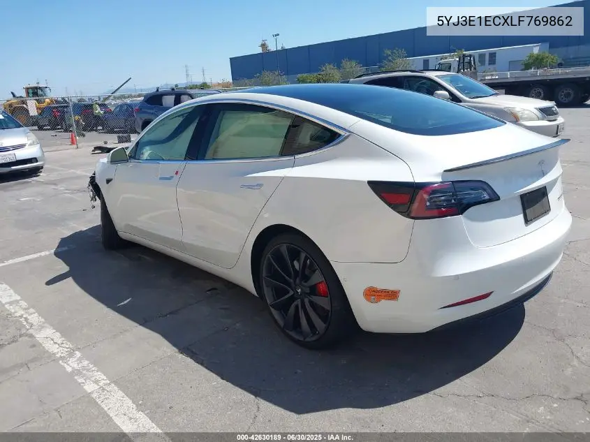 2020 Tesla Model 3 Performance Dual Motor All-Wheel Drive VIN: 5YJ3E1ECXLF769862 Lot: 42630189