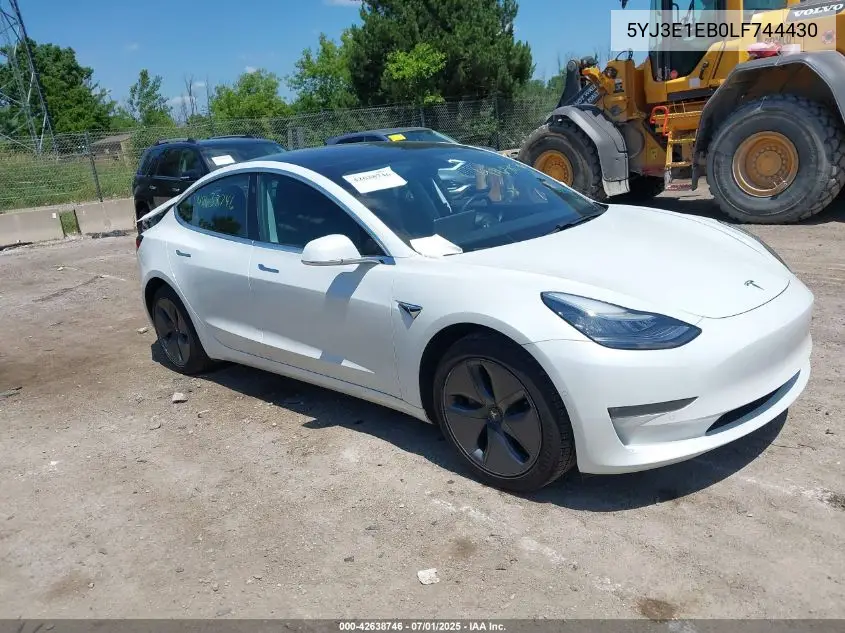 2020 Tesla Model 3 Long Range Dual Motor All-Wheel Drive VIN: 5YJ3E1EB0LF744430 Lot: 42638746