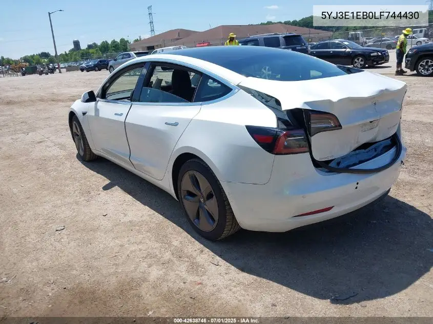 2020 Tesla Model 3 Long Range Dual Motor All-Wheel Drive VIN: 5YJ3E1EB0LF744430 Lot: 42638746