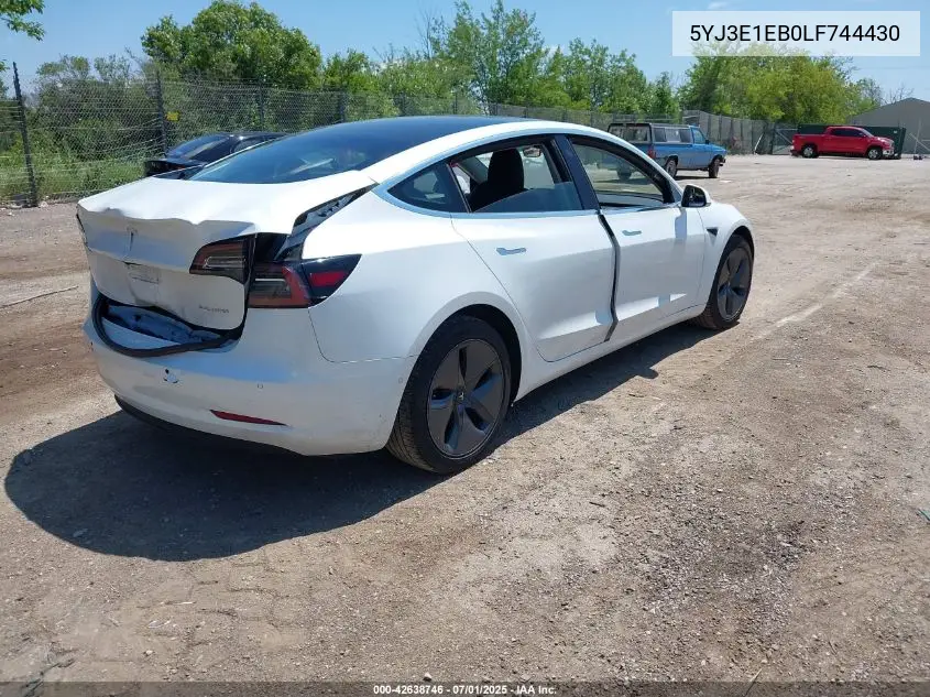 2020 Tesla Model 3 Long Range Dual Motor All-Wheel Drive VIN: 5YJ3E1EB0LF744430 Lot: 42638746