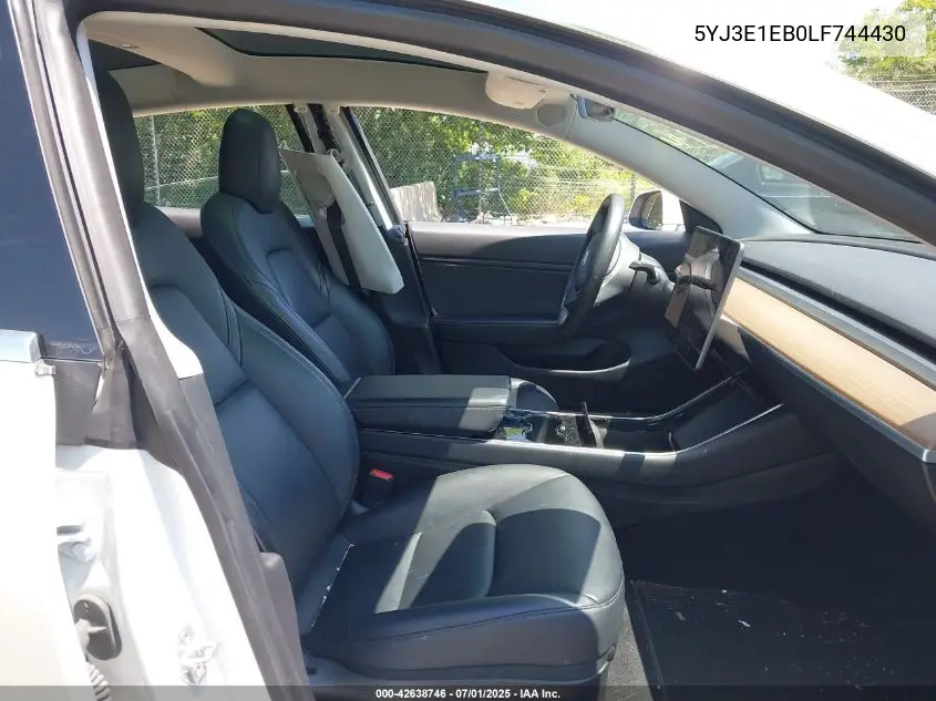 2020 Tesla Model 3 Long Range Dual Motor All-Wheel Drive VIN: 5YJ3E1EB0LF744430 Lot: 42638746