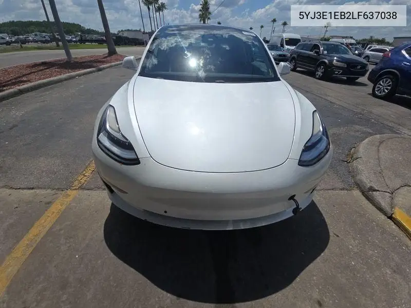 2020 Tesla Model 3 VIN: 5YJ3E1EB2LF637038 Lot: 42681334