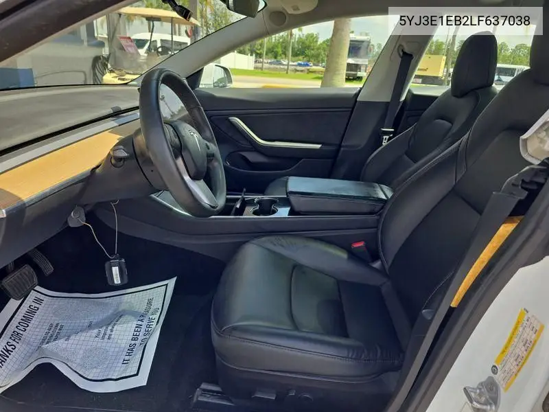 2020 Tesla Model 3 VIN: 5YJ3E1EB2LF637038 Lot: 42681334