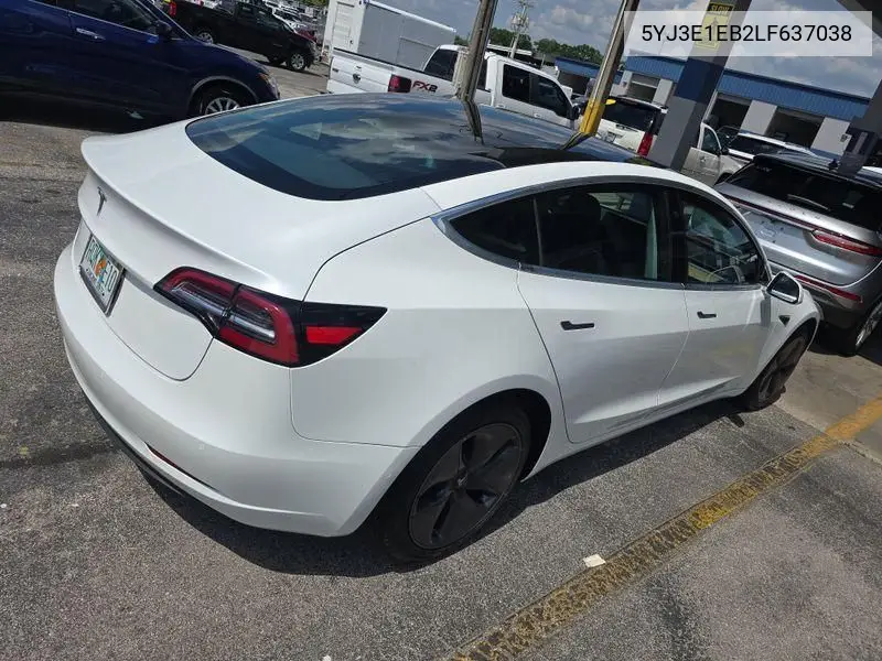 2020 Tesla Model 3 VIN: 5YJ3E1EB2LF637038 Lot: 42681334