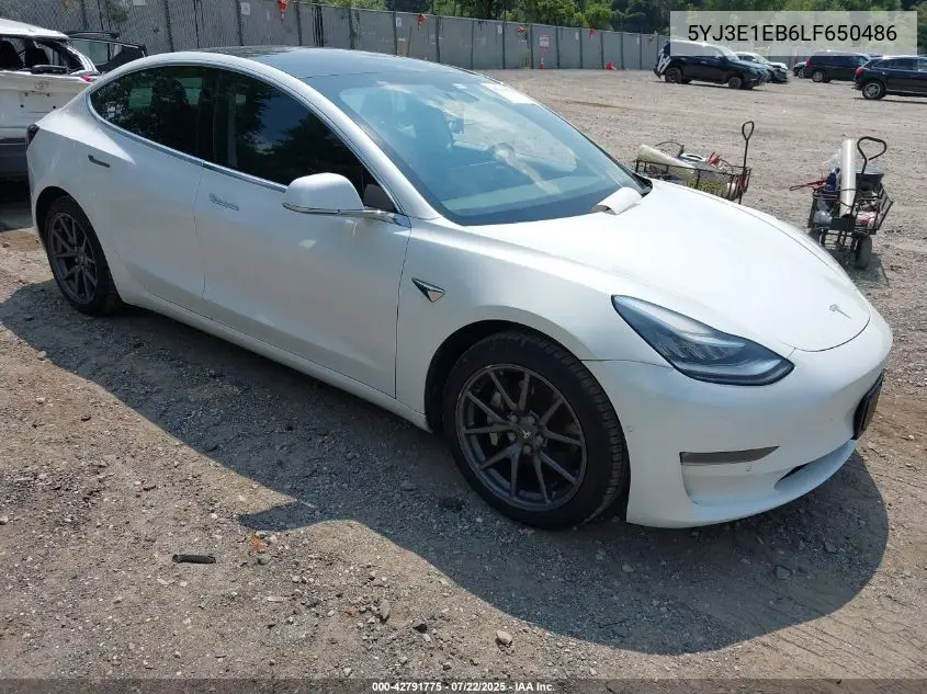 2020 Tesla Model 3 Long Range Dual Motor All-Wheel Drive VIN: 5YJ3E1EB6LF650486 Lot: 42791775