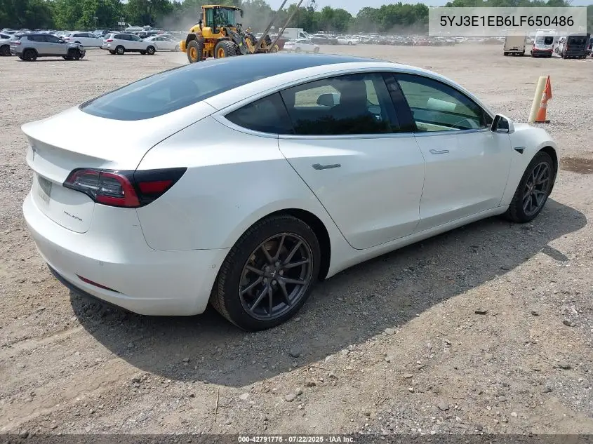 2020 Tesla Model 3 Long Range Dual Motor All-Wheel Drive VIN: 5YJ3E1EB6LF650486 Lot: 42791775