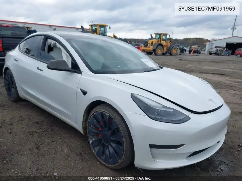 2021 Tesla Model 3 Performance Dual Motor All-Wheel Drive VIN: 5YJ3E1EC7MF091959 Lot: 41850651
