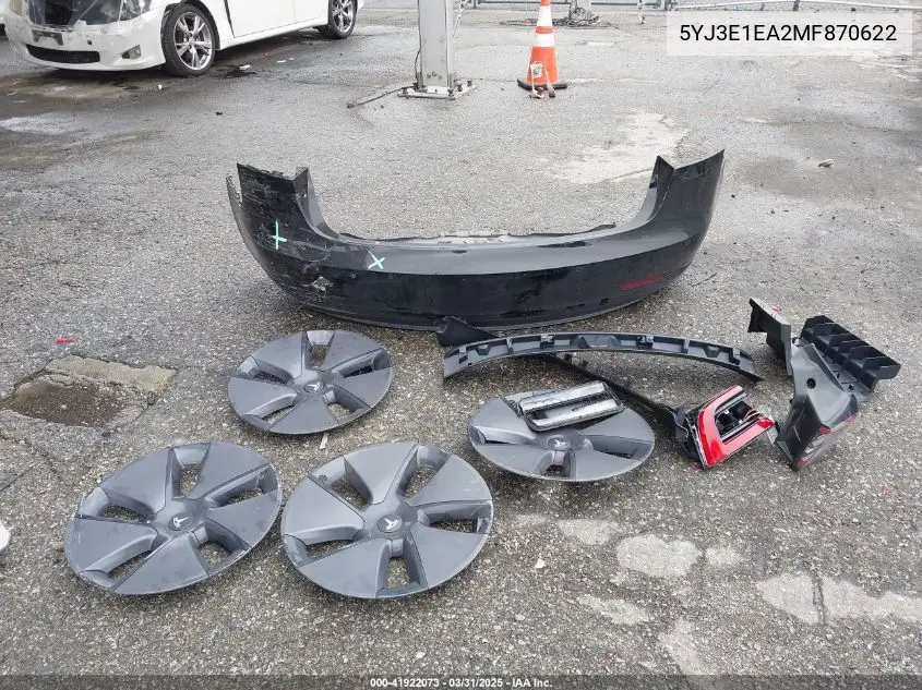 2021 Tesla Model 3 Standard Range Plus Rear-Wheel Drive VIN: 5YJ3E1EA2MF870622 Lot: 41922073