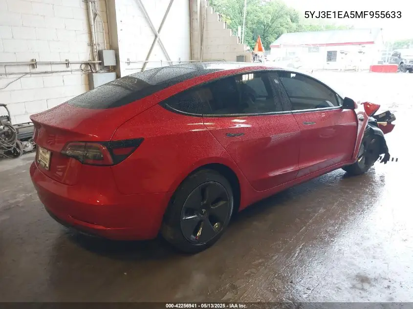 2021 Tesla Model 3 Standard Range Plus Rear-Wheel Drive VIN: 5YJ3E1EA5MF955633 Lot: 42256941