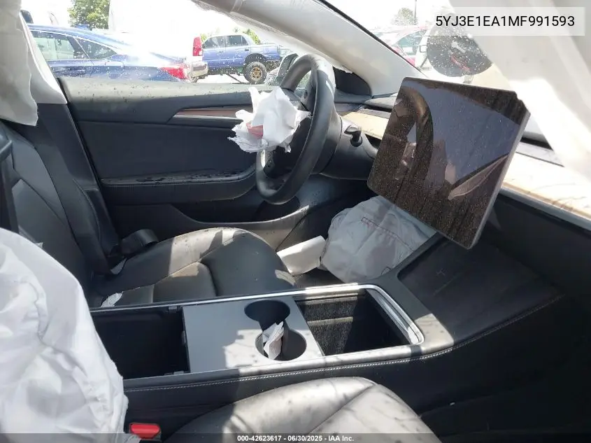 2021 Tesla Model 3 Standard Range Plus Rear-Wheel Drive VIN: 5YJ3E1EA1MF991593 Lot: 42623617