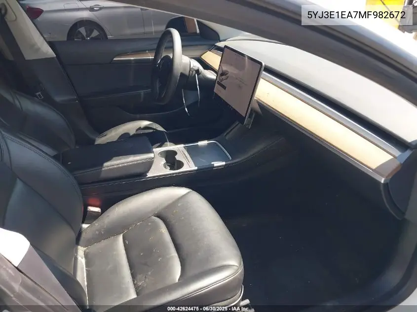 2021 Tesla Model 3 VIN: 5YJ3E1EA7MF982672 Lot: 42624475