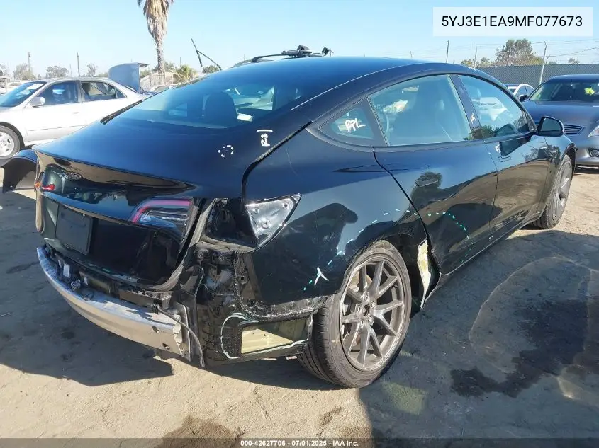 2021 Tesla Model 3 Standard Range Plus Rear-Wheel Drive VIN: 5YJ3E1EA9MF077673 Lot: 42627706