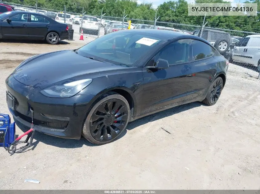 2021 Tesla Model 3 Performance Dual Motor All-Wheel Drive VIN: 5YJ3E1EC4MF064136 Lot: 42656531