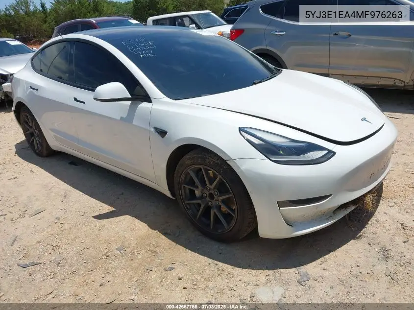 2021 Tesla Model 3 Standard Range Plus Rear-Wheel Drive VIN: 5YJ3E1EA4MF976263 Lot: 42667766
