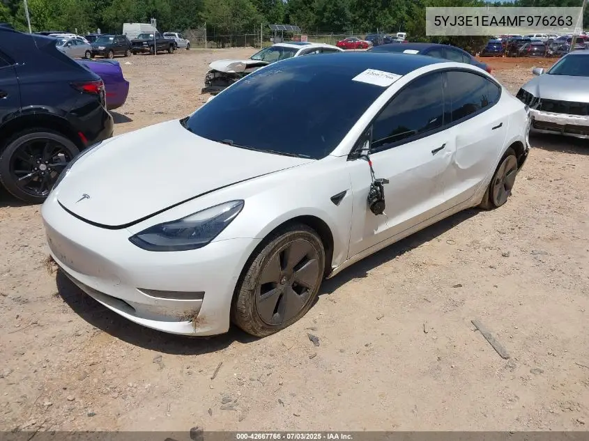2021 Tesla Model 3 Standard Range Plus Rear-Wheel Drive VIN: 5YJ3E1EA4MF976263 Lot: 42667766