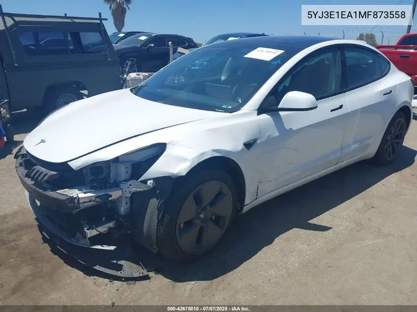 2021 Tesla Model 3 Standard Range Plus Rear-Wheel Drive VIN: 5YJ3E1EA1MF873558 Lot: 42675010