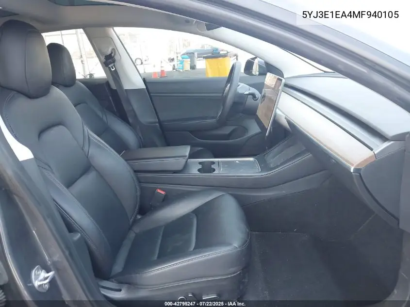 2021 Tesla Model 3 Standard Range Plus Rear-Wheel Drive VIN: 5YJ3E1EA4MF940105 Lot: 42795247
