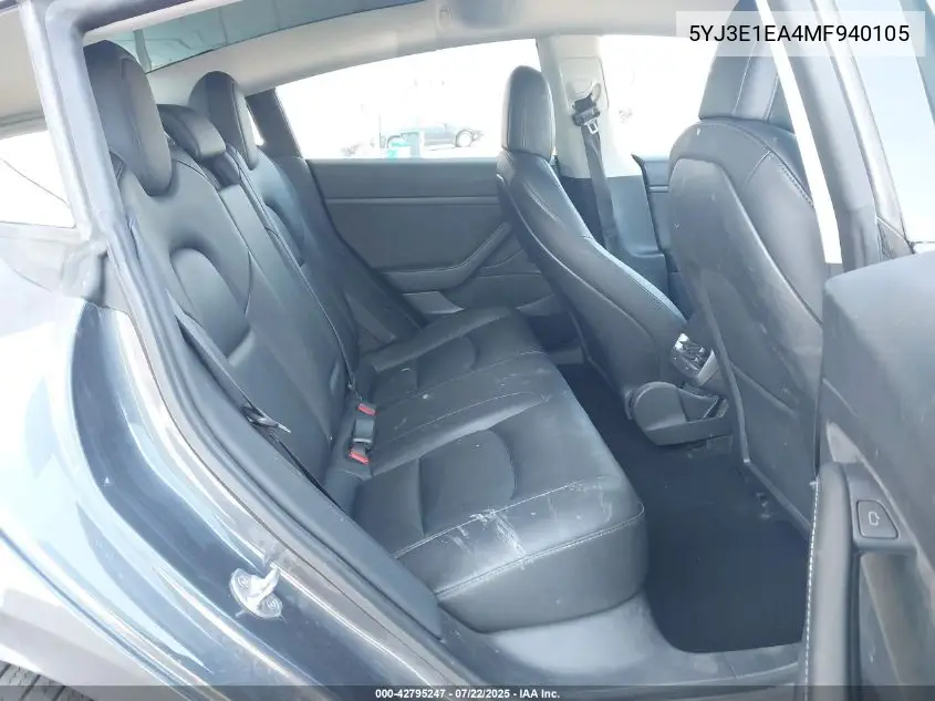 2021 Tesla Model 3 Standard Range Plus Rear-Wheel Drive VIN: 5YJ3E1EA4MF940105 Lot: 42795247