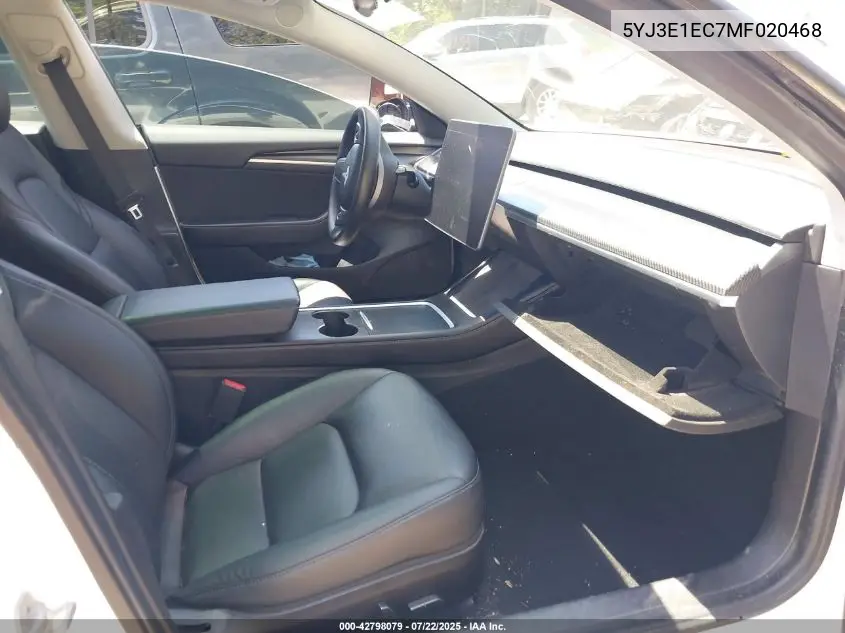 2021 Tesla Model 3 Performance Dual Motor All-Wheel Drive VIN: 5YJ3E1EC7MF020468 Lot: 42798079