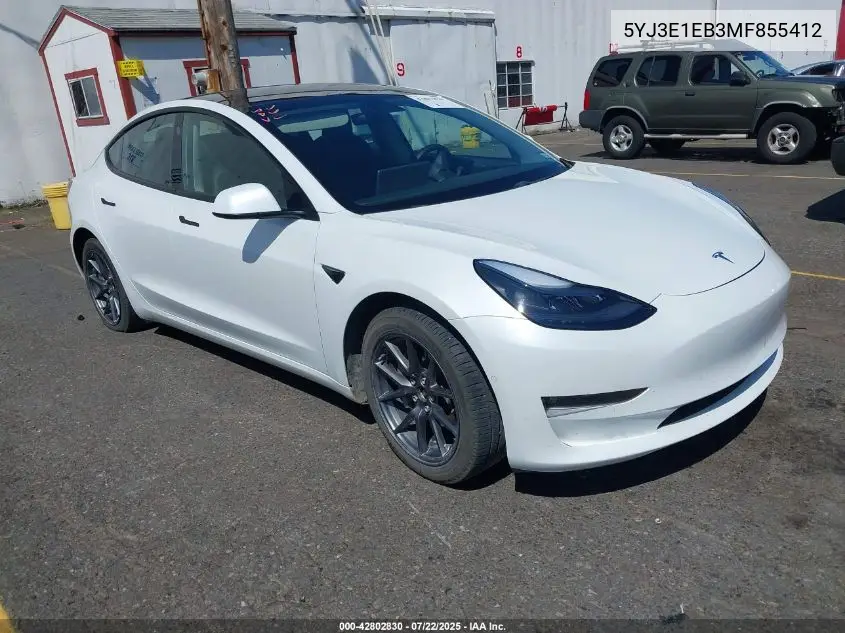 2021 Tesla Model 3 Long Range Dual Motor All-Wheel Drive VIN: 5YJ3E1EB3MF855412 Lot: 42802830
