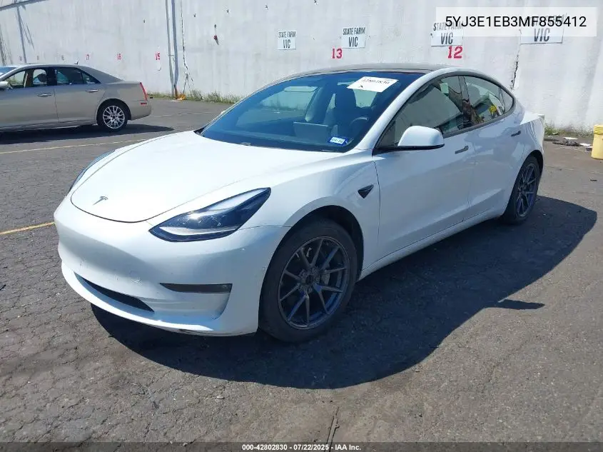 2021 Tesla Model 3 Long Range Dual Motor All-Wheel Drive VIN: 5YJ3E1EB3MF855412 Lot: 42802830