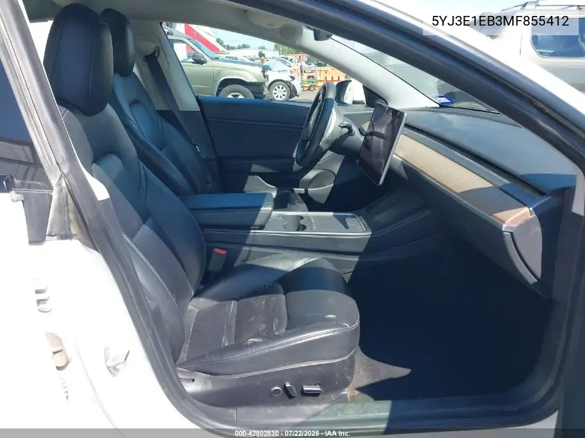 2021 Tesla Model 3 Long Range Dual Motor All-Wheel Drive VIN: 5YJ3E1EB3MF855412 Lot: 42802830