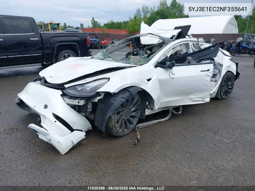2022 Tesla Model 3 Performance VIN: 5YJ3E1EC2NF355641 Lot: 11830398