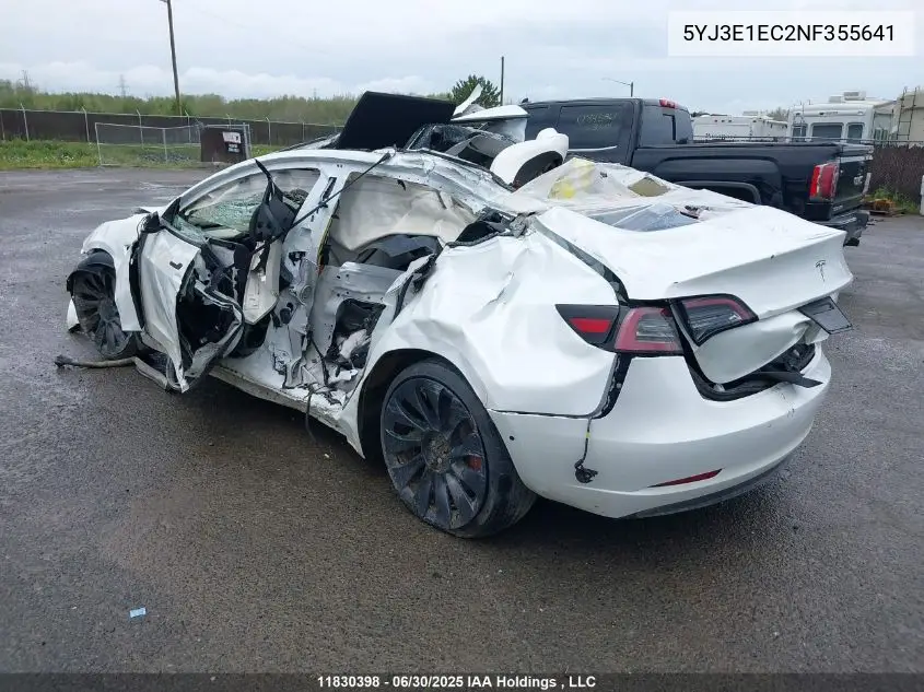 2022 Tesla Model 3 Performance VIN: 5YJ3E1EC2NF355641 Lot: 11830398