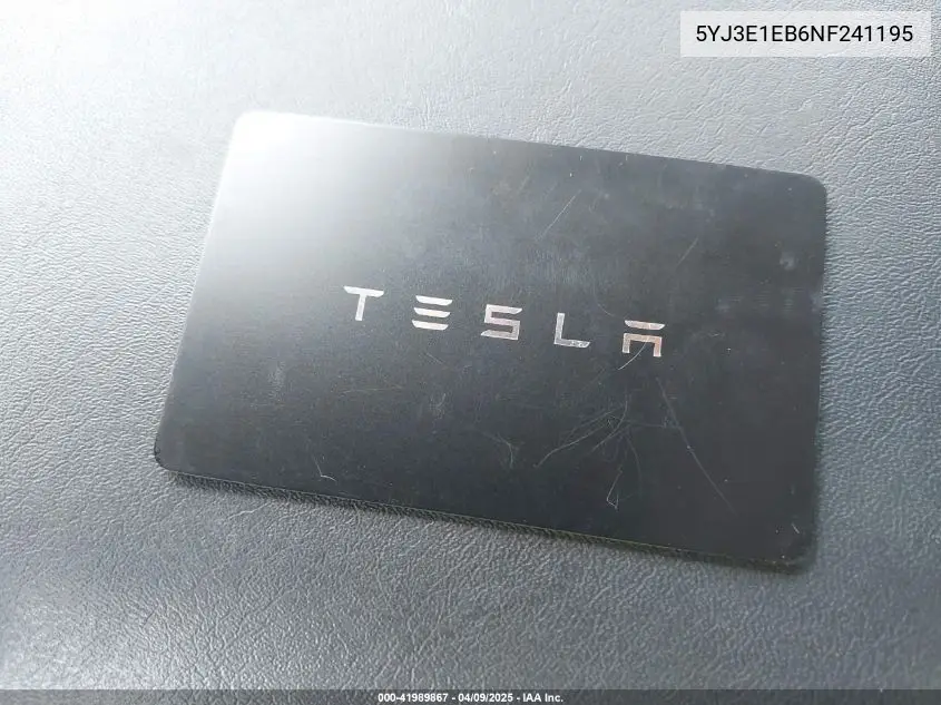 2022 Tesla Model 3 Long Range Dual Motor All-Wheel Drive VIN: 5YJ3E1EB6NF241195 Lot: 41989867