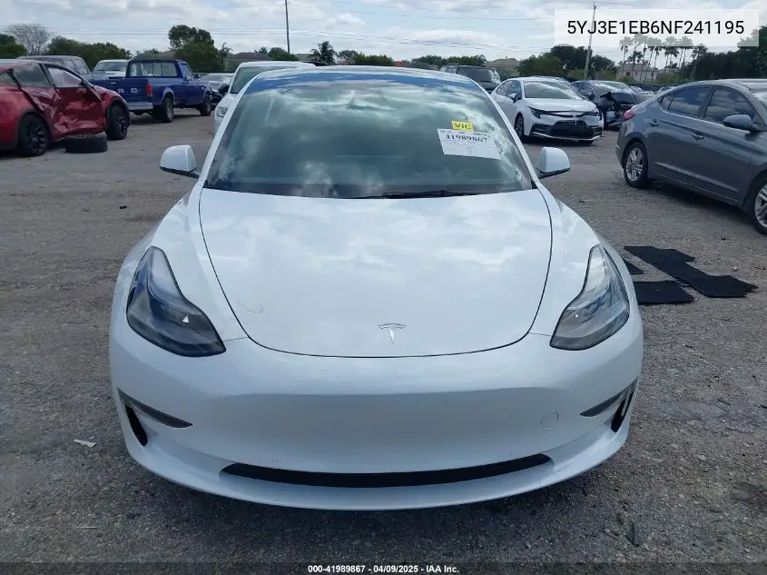 2022 Tesla Model 3 Long Range Dual Motor All-Wheel Drive VIN: 5YJ3E1EB6NF241195 Lot: 41989867